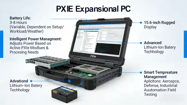 Battery life of PXIe-expandable rugged industrial PC for field testing?